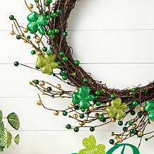 Glitzhome 20in D St. Patrick's Shamrock Berry Wreath