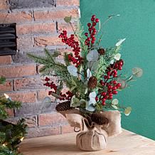 Glitzhome 20in H Christmas Floral Table Tree Decor