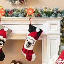 Glitzhome 20in. H Polar Bear Hooked Stocking