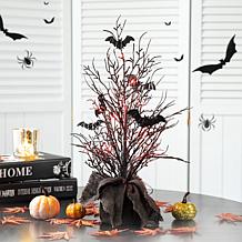 Glitzhome 20in.H Halloween Lighted Bats Table Tree Décor