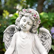 Glitzhome 21" Angel Garden Statue with Birdfeeder