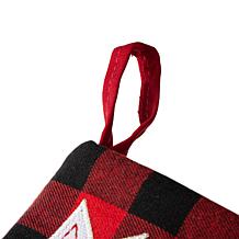 Glitzhome 21" L LED Embroidered Linen Cat Christmas Stocking