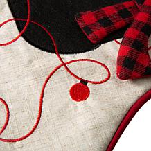 Glitzhome 21" L LED Embroidered Linen Cat Christmas Stocking