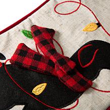 Glitzhome 21" L LED Embroidered Linen Dog Christmas Stocking