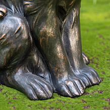 Glitzhome 21.25" Bronze Mom and Baby Rabbit Statue