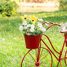 Glitzhome 21.5" Metal Red Bicycle Planter Stand