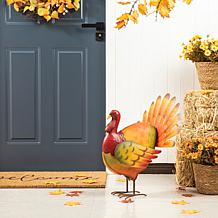 Glitzhome 21.5in. H Thanksgiving Metal Turkey Porch Decor