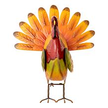 Glitzhome 21.5in. H Thanksgiving Metal Turkey Porch Decor