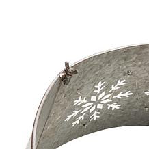 Glitzhome 21.65" Snowflake Die Cut Metal Tree Collar with Light String