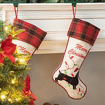 Glitzhome 21in. H Fabric Christmas Dachshund Stocking