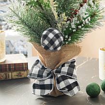 Glitzhome 21in. H Flocked Pine and Berries Table Tree
