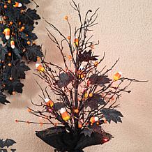 Glitzhome 21in. H Lighted Halloween Candy Corn Berries Table Tree