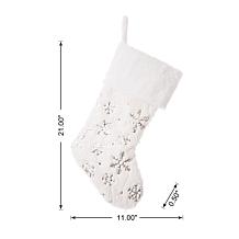 Glitzhome 21in. H White Plush with Snowflake Christmas Stocking
