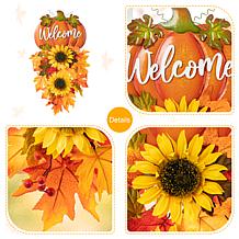 Glitzhome 22.5in. H Fall Metal Pumpkin and Sunflower Swag Wall Decor