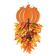 Glitzhome 22.5in. H Fall Metal Pumpkin and Sunflower Swag Wall Decor