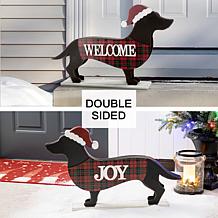 Glitzhome 22"L Holiday Dachshund Porch Décor 