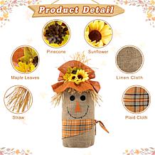 Glitzhome 23.25in. H Fall Linen Scarecrow Doorstop Porch Decor