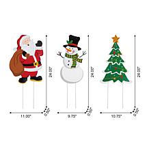 Glitzhome 24" 3-pc Metal Santa, Snowman, Tree Yard Stake or Wall Decor