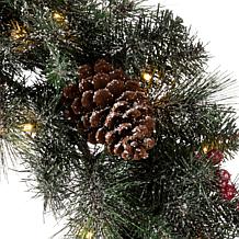 Glitzhome 24" D Glittered Pine Cone Christmas Wreath with LED Lights