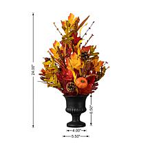 Glitzhome 24" Fall Maple Leaf Urn Table Tree