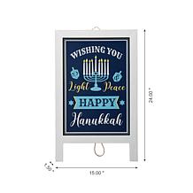 Glitzhome 24" Hanukkah Wooden Porch Sign or Standing Décor