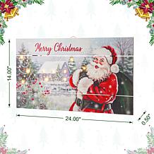 Glitzhome 24" Lighted Wooden Santa Wall Decor