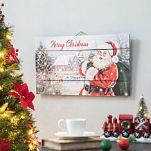 Glitzhome 24" Lighted Wooden Santa Wall Decor