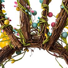 Glitzhome 24.5" H Easter Bunny Shaped Wreath w/ Eggs, Satin Ribbon Bow