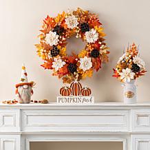 Glitzhome 24"D Fall Lotus, Lotus Pod and Berry Wreath w/ Hanger