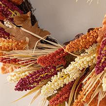 Glitzhome 24"D Fall Multi-Colored Sorghum Wreath with Hanger