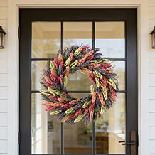 Glitzhome 24"D Pink, Purple & Yellow Mixed Heather Wreath