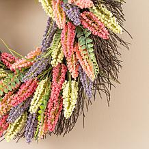 Glitzhome 24"D Pink, Purple & Yellow Mixed Heather Wreath