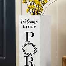 Glitzhome 24"H Double Sided Solid Wood White Boxed Porch Sign
