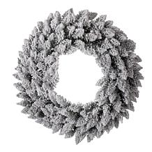 Glitzhome 24in D Pre-Lit Snow Flocked Christmas Wreath LED Lights