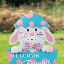 Glitzhome 24in H Easter Metal Bunny Egg Yard Stake