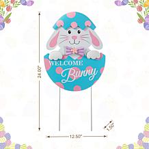 Glitzhome 24in H Easter Metal Bunny Egg Yard Stake
