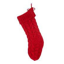 Glitzhome 24in. H Knitted Polyester Christmas Stocking w/ Pom Pom Ball