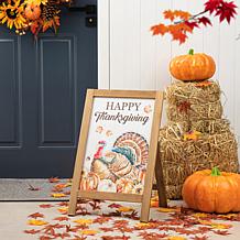 Glitzhome 24in. H Thanksgiving Wooden Turkey Easel Porch Sign