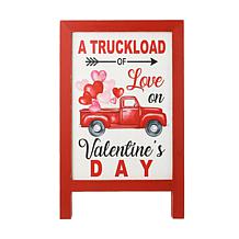 Glitzhome 24in H Valentine's Wooden Truck Porch Sign or Standing Decor
