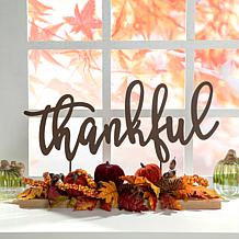 Glitzhome 24in. L Harvest Metal Sign Floral and Center Piece