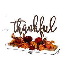 Glitzhome 24in. L Harvest Metal Sign Floral and Center Piece