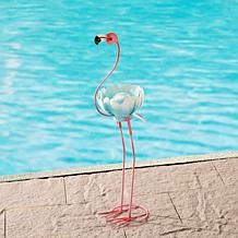 Glitzhome 26.25"H Metal Solar Flamingo Garden Statue