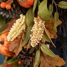 Glitzhome 27" Fall Pumpkin Leaf Swag