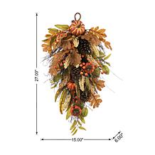 Glitzhome 27" Fall Pumpkin Leaf Swag