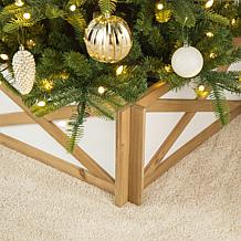 Glitzhome 27.5" Natural and White Wooden Tree Collar