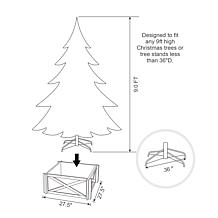 Glitzhome 27.5"L Red Wooden Tree Collar