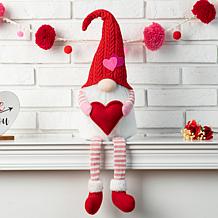 Glitzhome 28.25" H Fabric Valentine's Gnome Shelf Sitter Dangling Legs