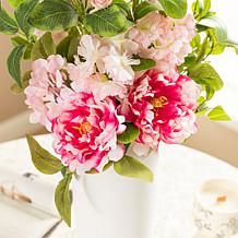 Glitzhome 28"H Set of 2 Pink Hydrangea, Peony & Cherry Picks