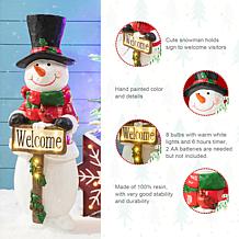 Glitzhome 29.25" Christmas Snowman Porch Decor w/Lights, Timer