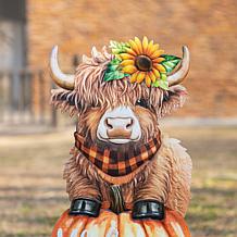 Glitzhome 29.75"H Fall Highland Cow Yard Stake or Wall Décor